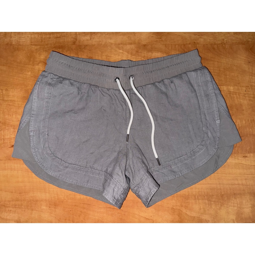 Athleta Gray Linen Blend Tulip Hem Drawstring Shorts Womens Size 2 Activewear‎